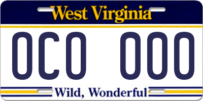 WV license plate OCO000