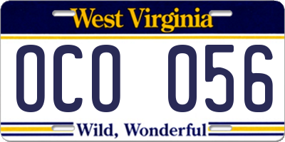 WV license plate OCO056