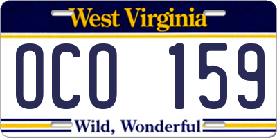 WV license plate OCO159