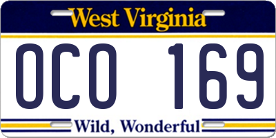 WV license plate OCO169
