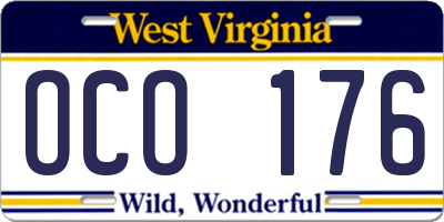 WV license plate OCO176
