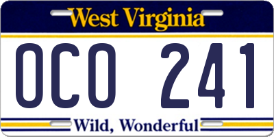 WV license plate OCO241