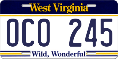 WV license plate OCO245