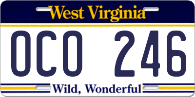 WV license plate OCO246