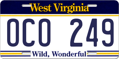 WV license plate OCO249