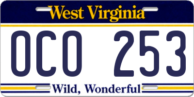 WV license plate OCO253