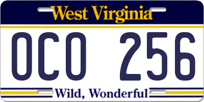 WV license plate OCO256