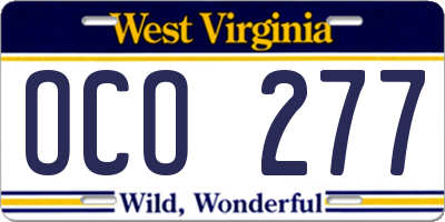 WV license plate OCO277