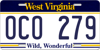 WV license plate OCO279