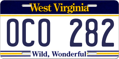 WV license plate OCO282