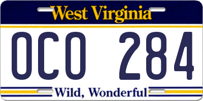WV license plate OCO284