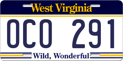 WV license plate OCO291