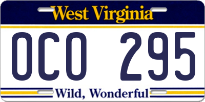 WV license plate OCO295
