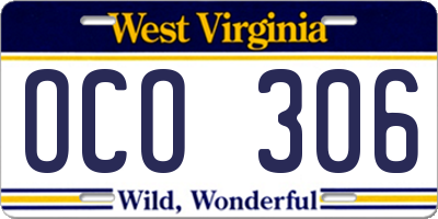 WV license plate OCO306