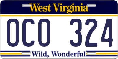 WV license plate OCO324