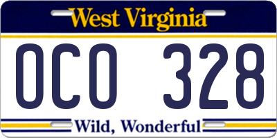 WV license plate OCO328