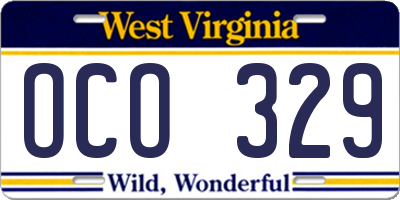 WV license plate OCO329