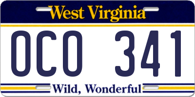 WV license plate OCO341
