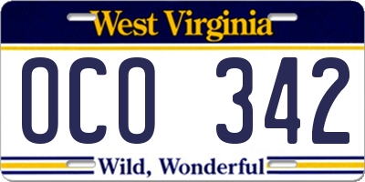 WV license plate OCO342