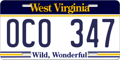 WV license plate OCO347