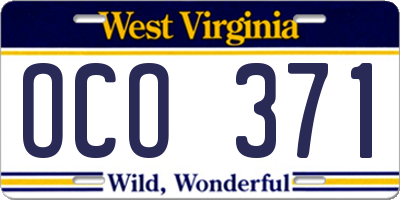 WV license plate OCO371