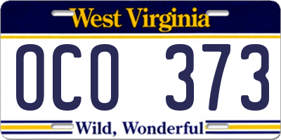 WV license plate OCO373
