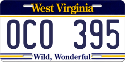 WV license plate OCO395