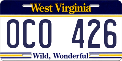 WV license plate OCO426