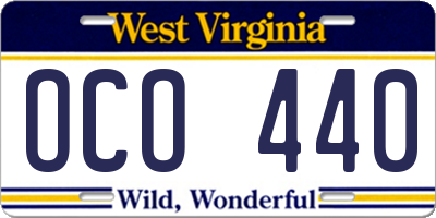 WV license plate OCO440