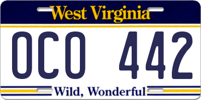 WV license plate OCO442