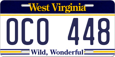 WV license plate OCO448