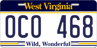 WV license plate OCO468