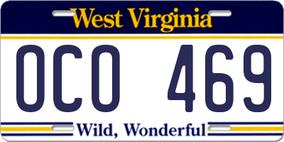 WV license plate OCO469