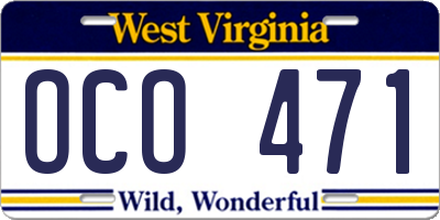WV license plate OCO471