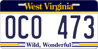 WV license plate OCO473