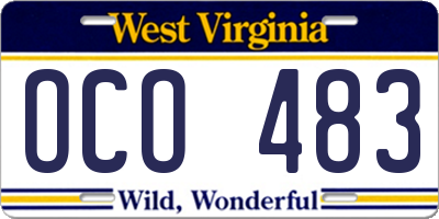 WV license plate OCO483