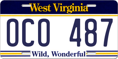 WV license plate OCO487