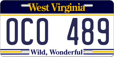 WV license plate OCO489