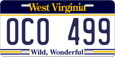 WV license plate OCO499