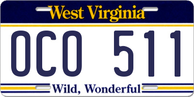 WV license plate OCO511