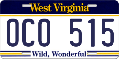 WV license plate OCO515