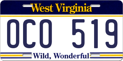 WV license plate OCO519