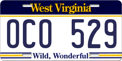 WV license plate OCO529