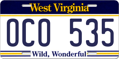 WV license plate OCO535