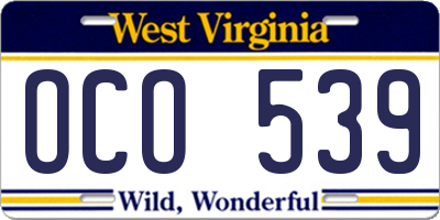 WV license plate OCO539