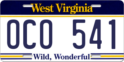 WV license plate OCO541
