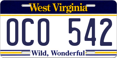 WV license plate OCO542