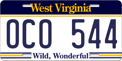 WV license plate OCO544