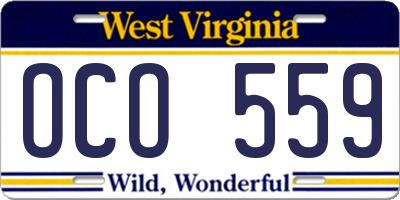 WV license plate OCO559