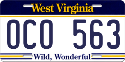 WV license plate OCO563